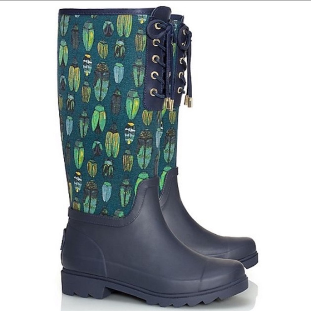 RARE Like new Tory Burch beetle rain boots